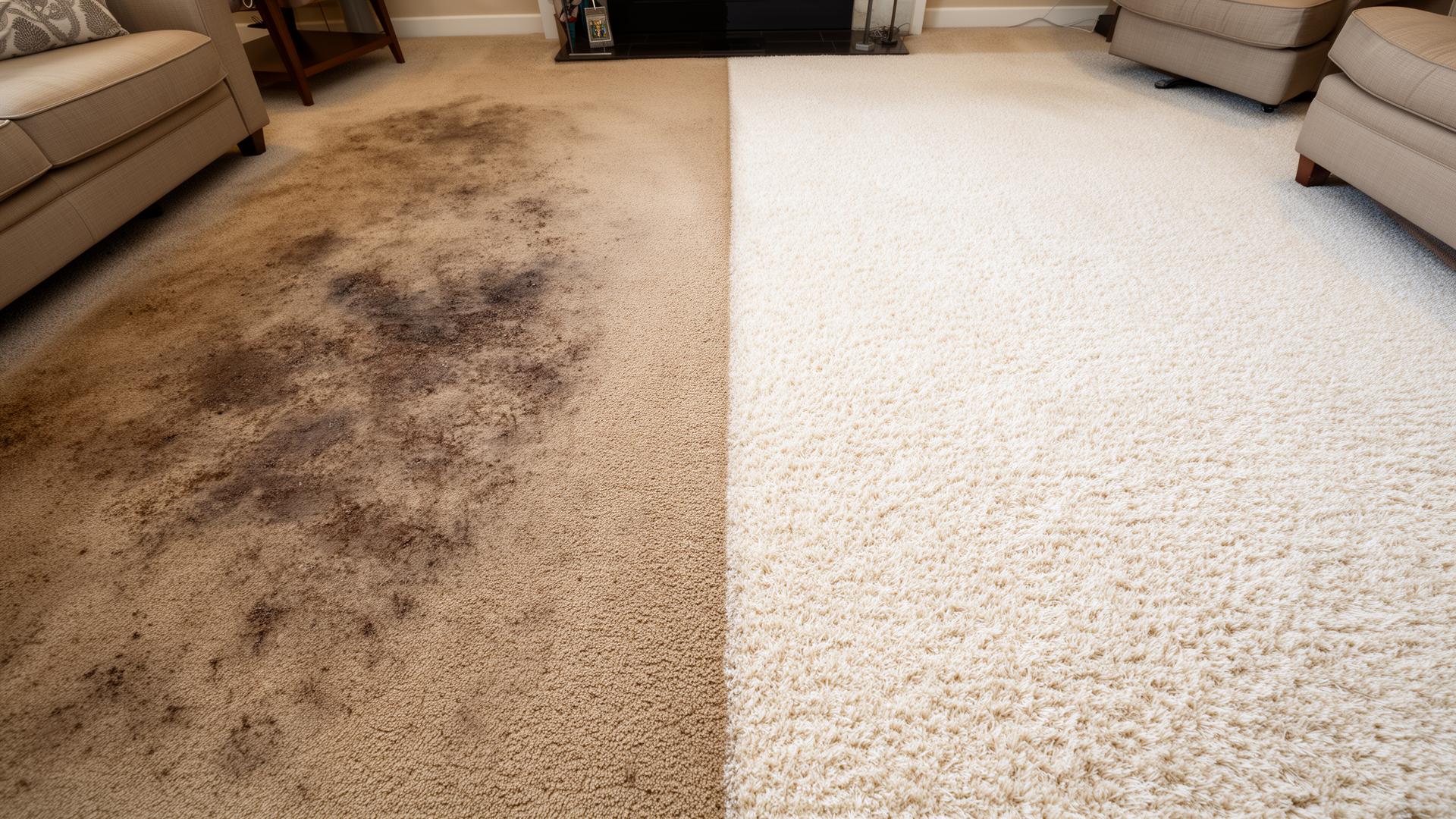 Carpet before and after cleaning